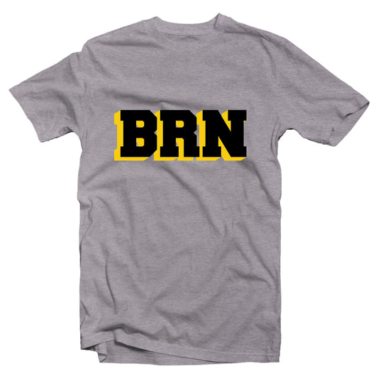 BRN black and yellow short sleeve t-shirt