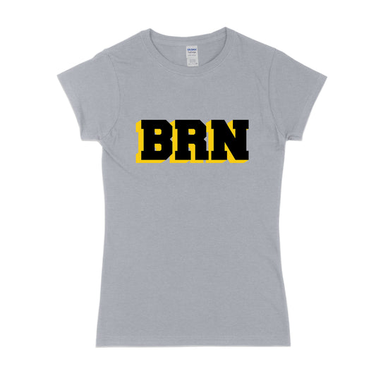 Womens BRN black and yellow short sleeve t-shirt