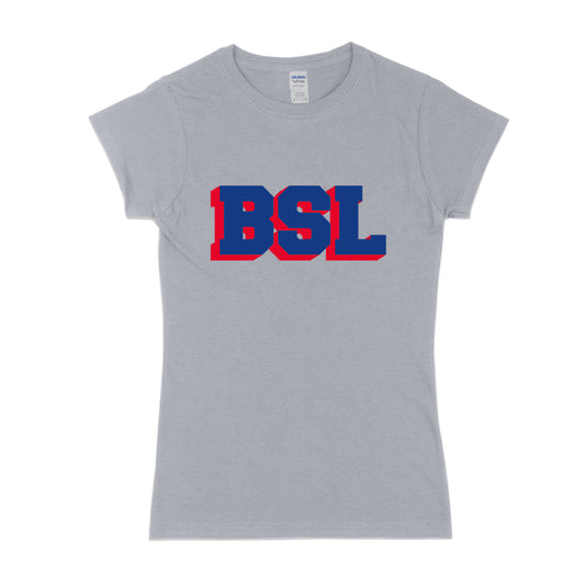 Womens BSL blue and red short sleeve t-shirt
