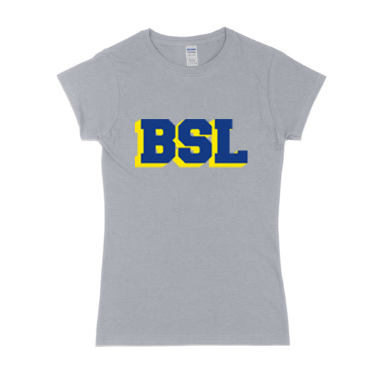 Womens BSL navy and yellow short sleeve t-shirt