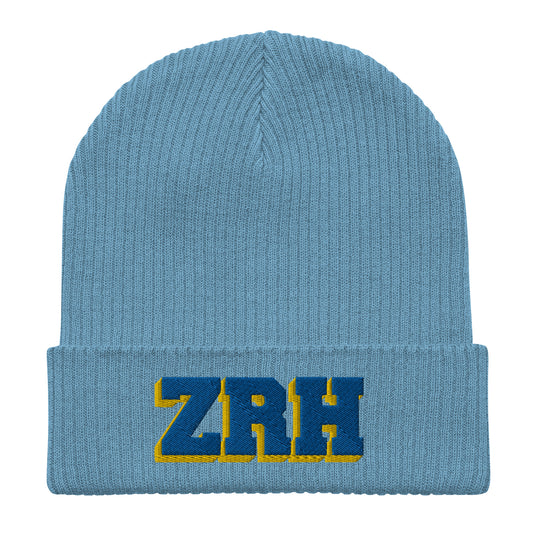 ZRH yellow and gold ribbed beanie
