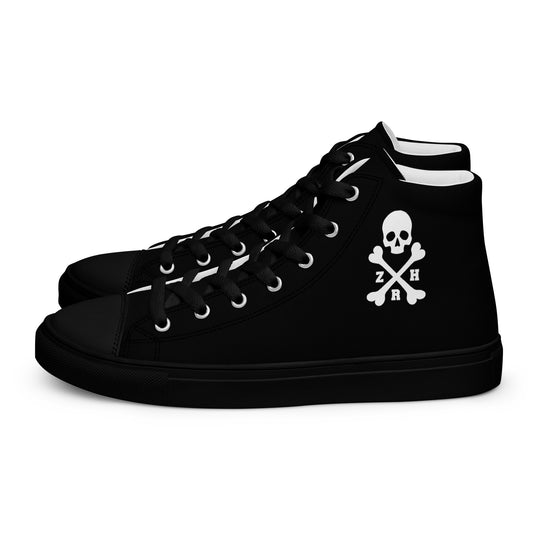 Women’s ZRH skull and crossbones high top canvas shoes