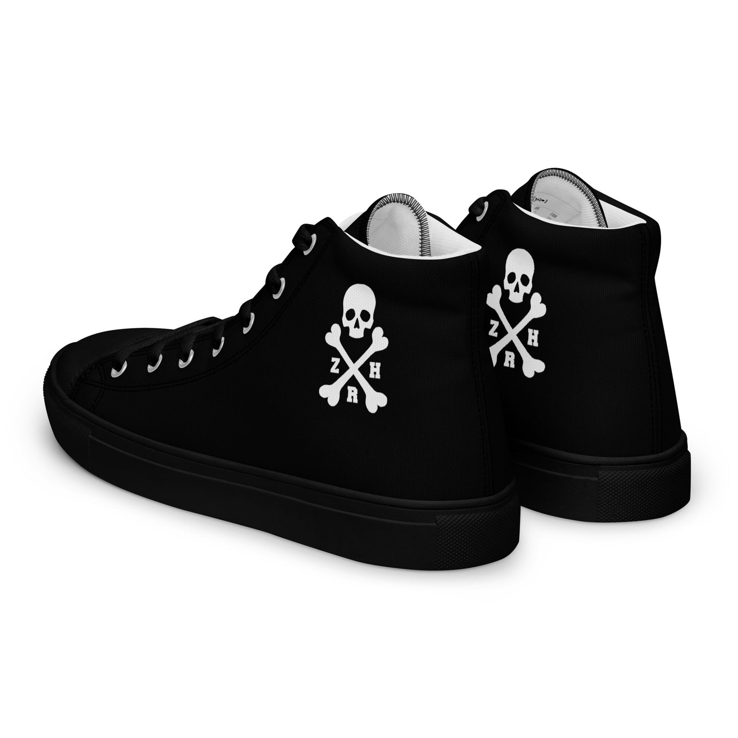 Women’s ZRH skull and crossbones high top canvas shoes
