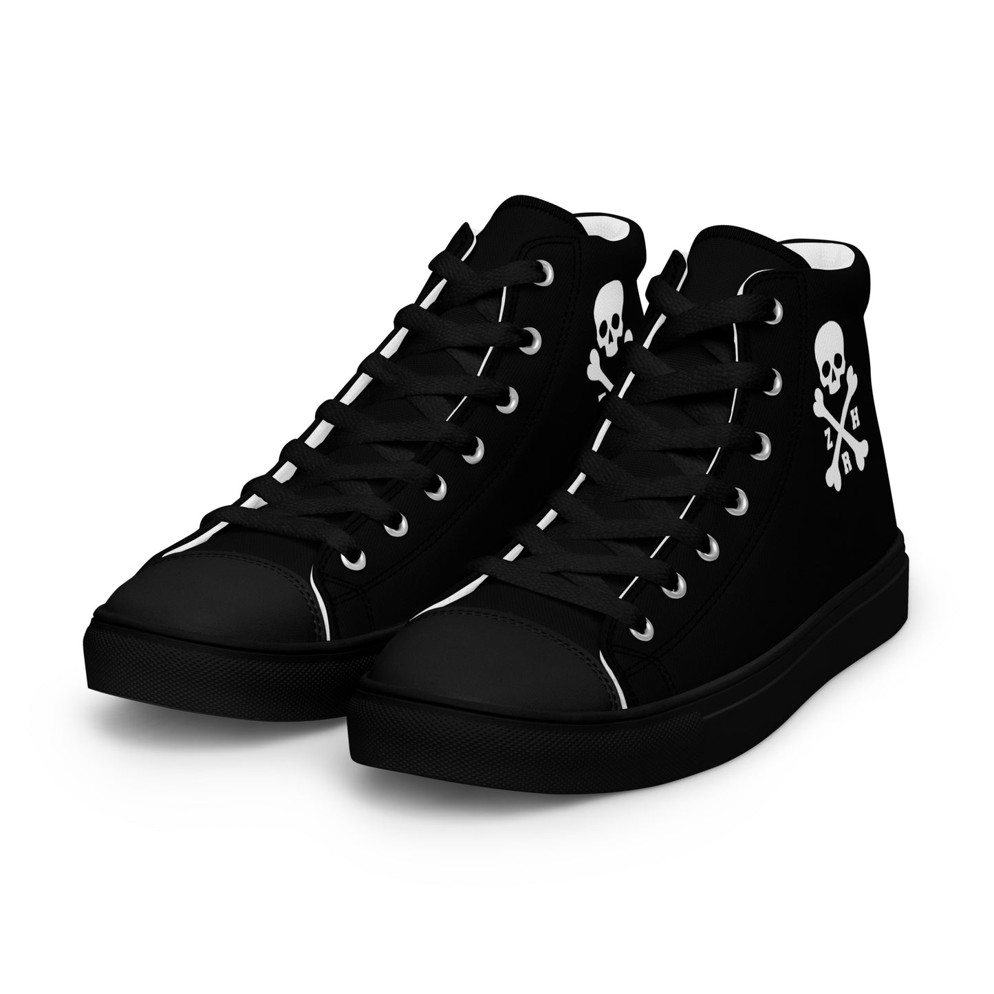 Women’s ZRH skull and crossbones high top canvas shoes