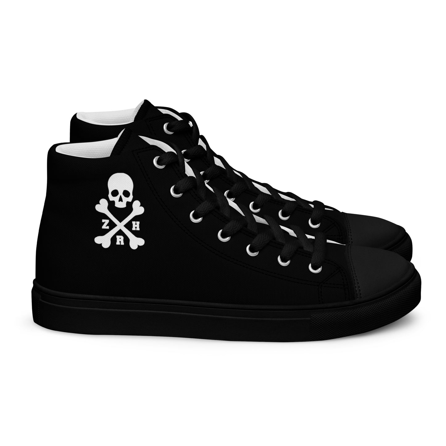 Women’s ZRH skull and crossbones high top canvas shoes
