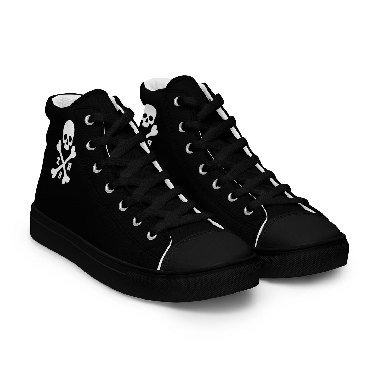 Women’s ZRH skull and crossbones high top canvas shoes