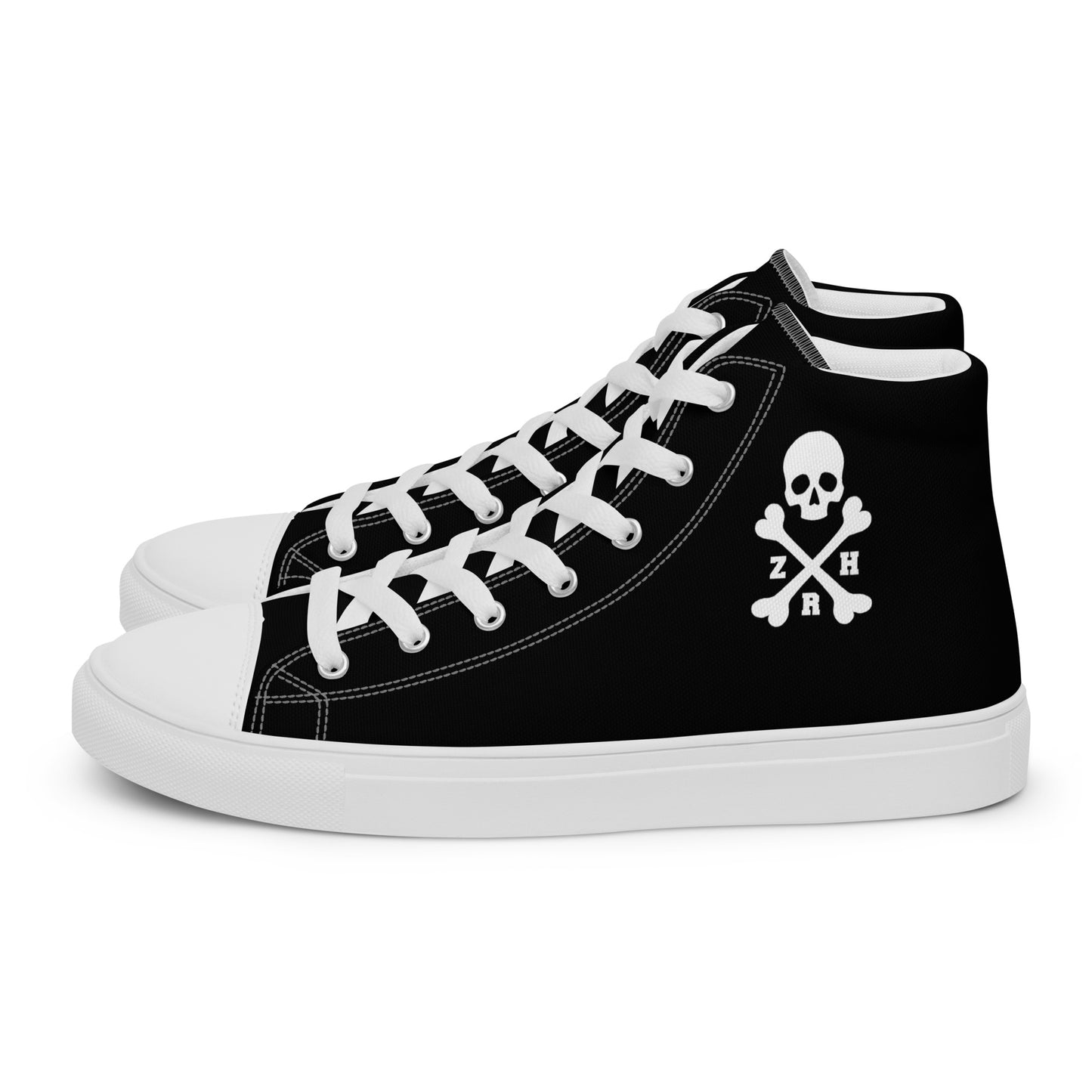 Women’s ZRH skull and crossbones high top canvas shoes