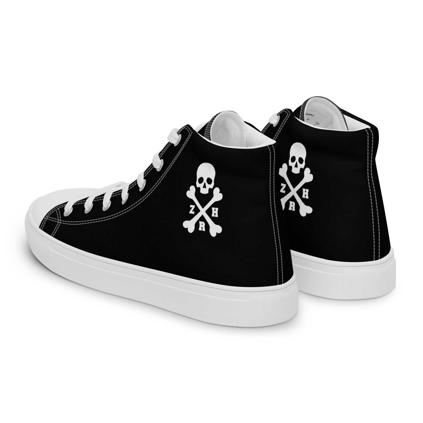 Women’s ZRH skull and crossbones high top canvas shoes