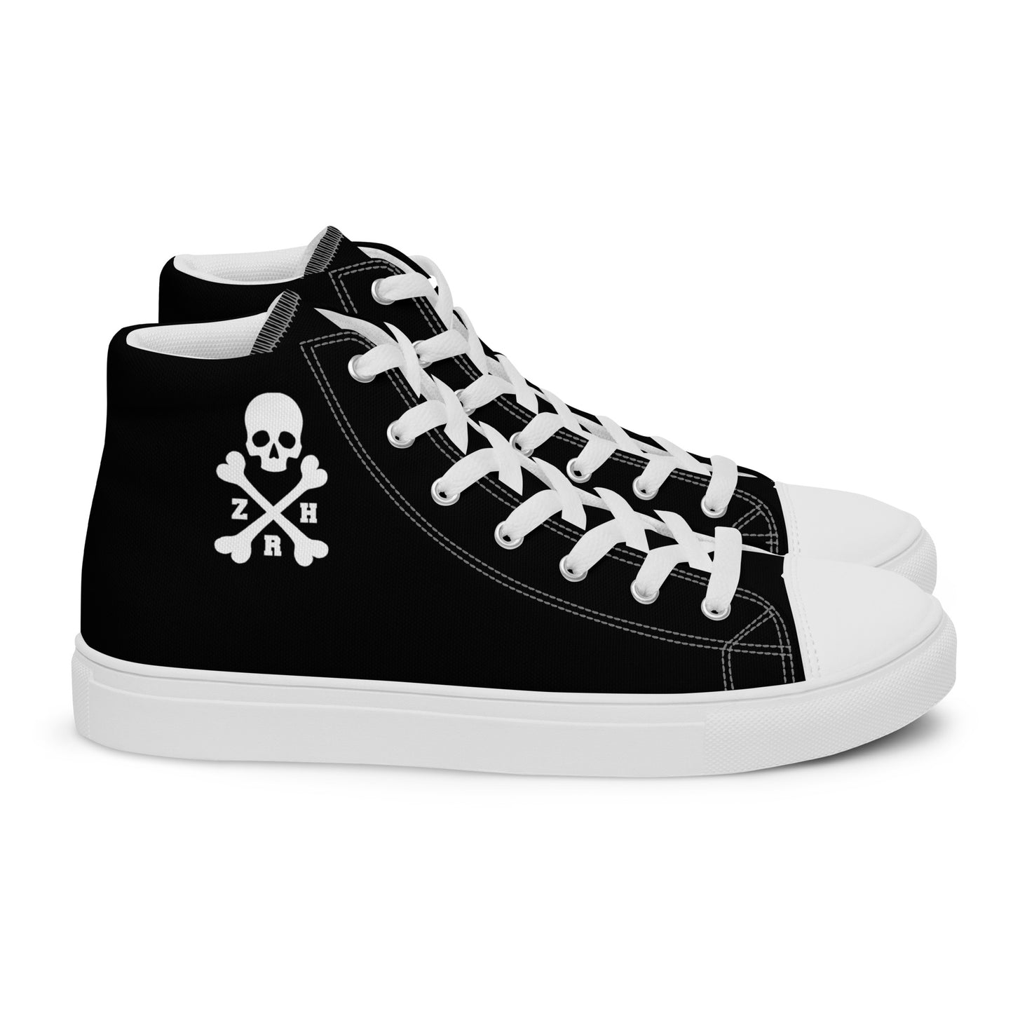 Women’s ZRH skull and crossbones high top canvas shoes