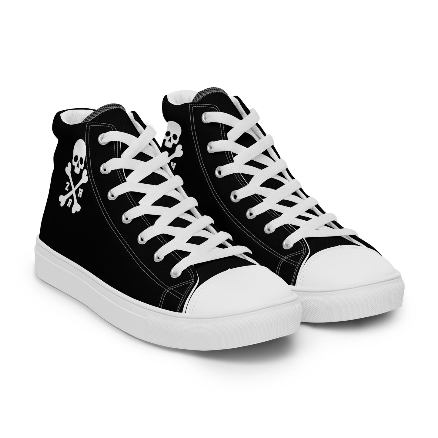 Women’s ZRH skull and crossbones high top canvas shoes