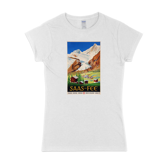 Womens Retro ski - Saas Fee t-shirt