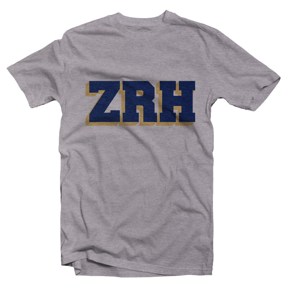 ZRH navy and gold short sleeve t-shirt