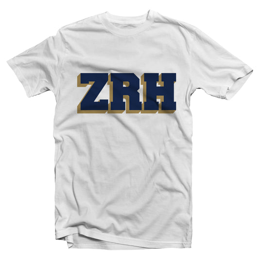 ZRH navy and gold short sleeve t-shirt