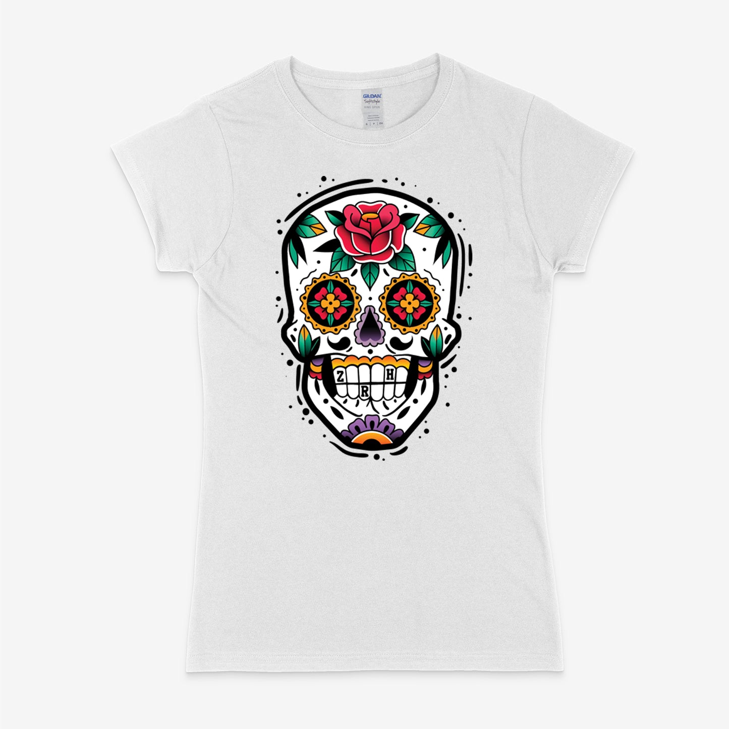 Women's Halloween Day of the Dead skull color short sleeve t-shirt - zürich-clothing-company