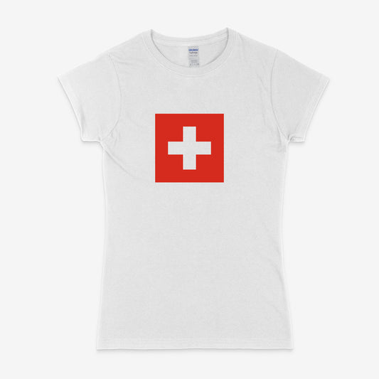 Womens Swiss flag t-shirt - zürich-clothing-company
