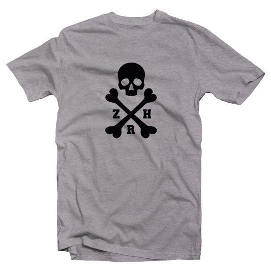 ZRH skull and crossbones short sleeve black text t-shirt - zürich-clothing-company