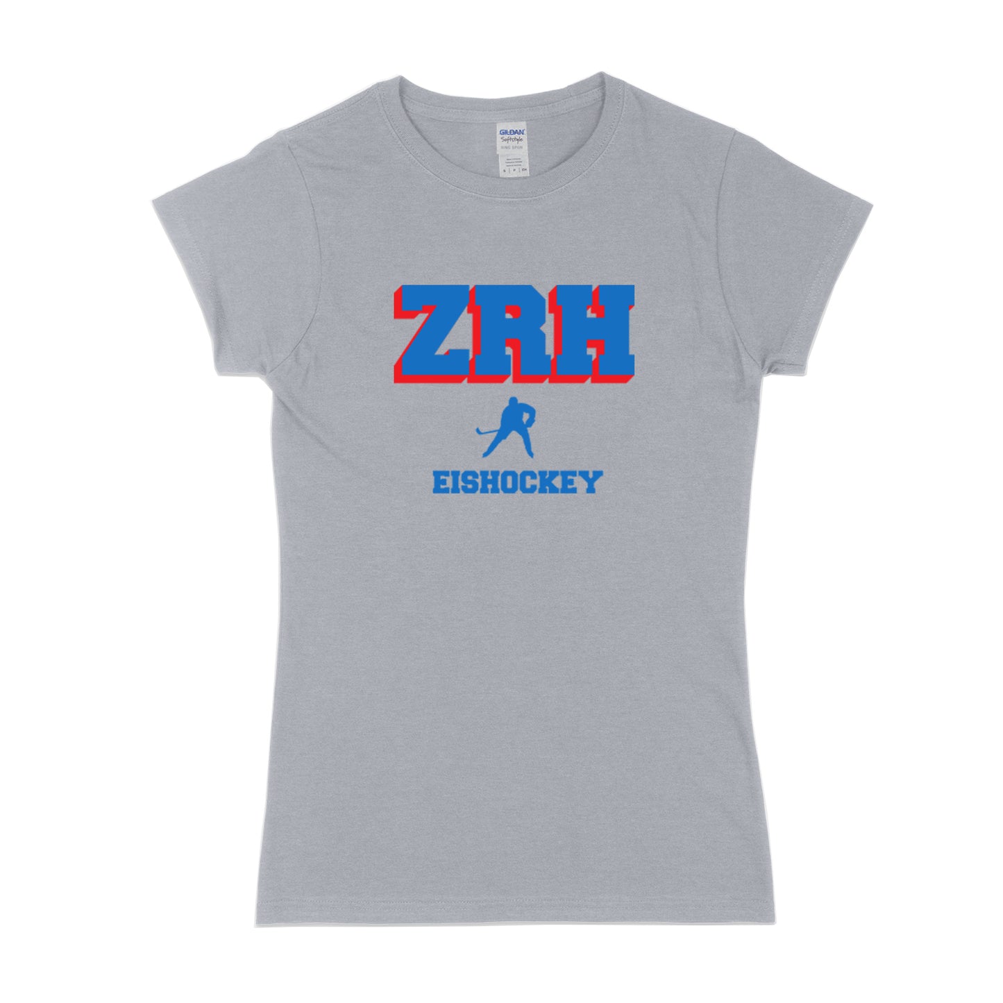 Women's ZRH red and blue Ice Hockey short sleeve t-shirt