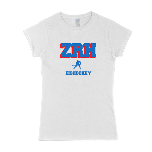 Women's ZRH red and blue Ice Hockey short sleeve t-shirt