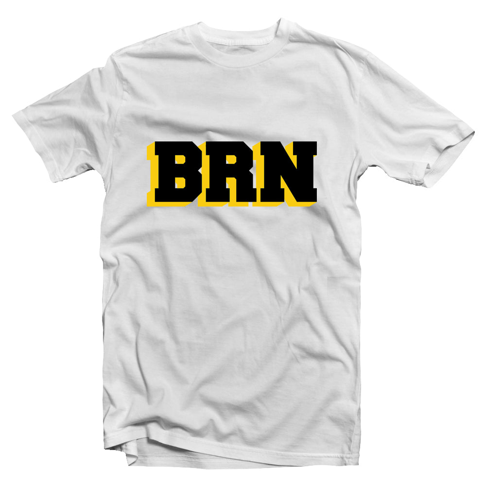 BRN black and yellow short sleeve t-shirt