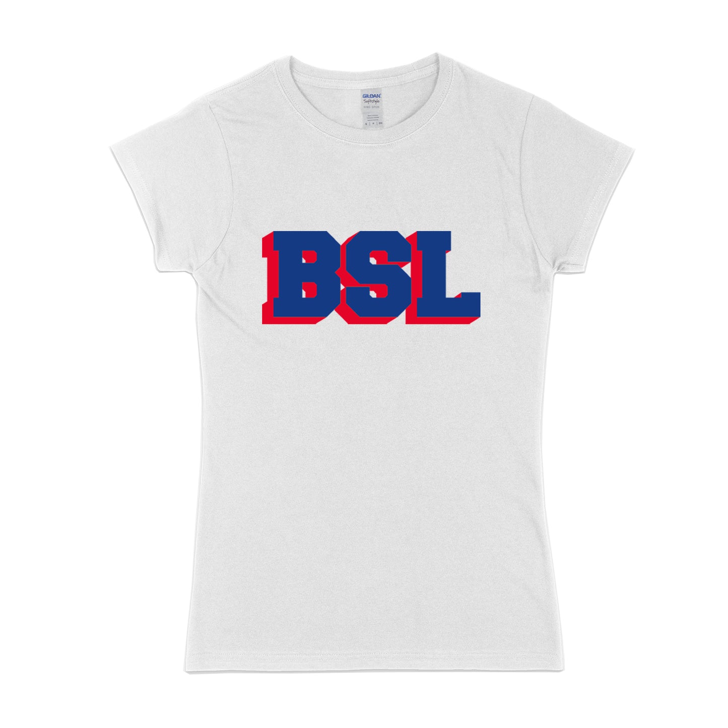 Womens BSL blue and red short sleeve t-shirt