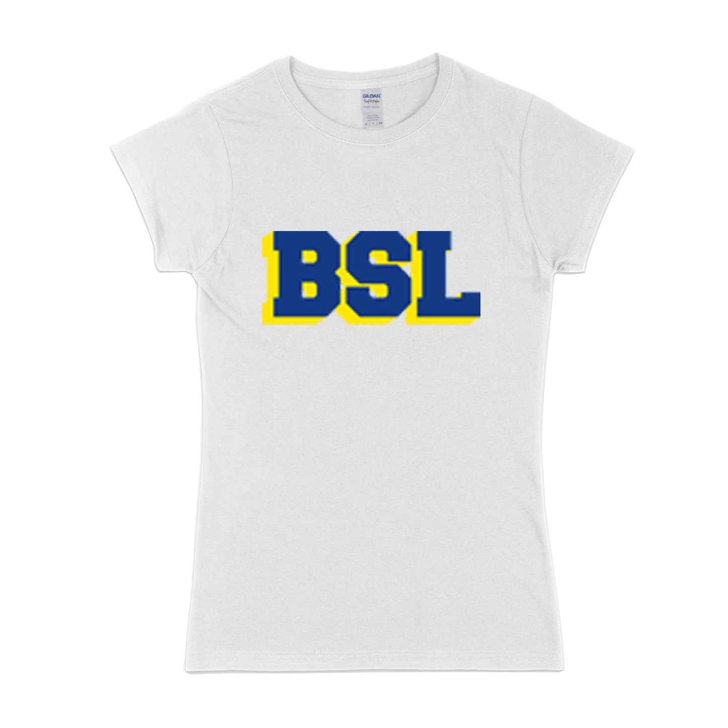 T-shirt à manches courtes bleu marine et jaune BSL pour femme