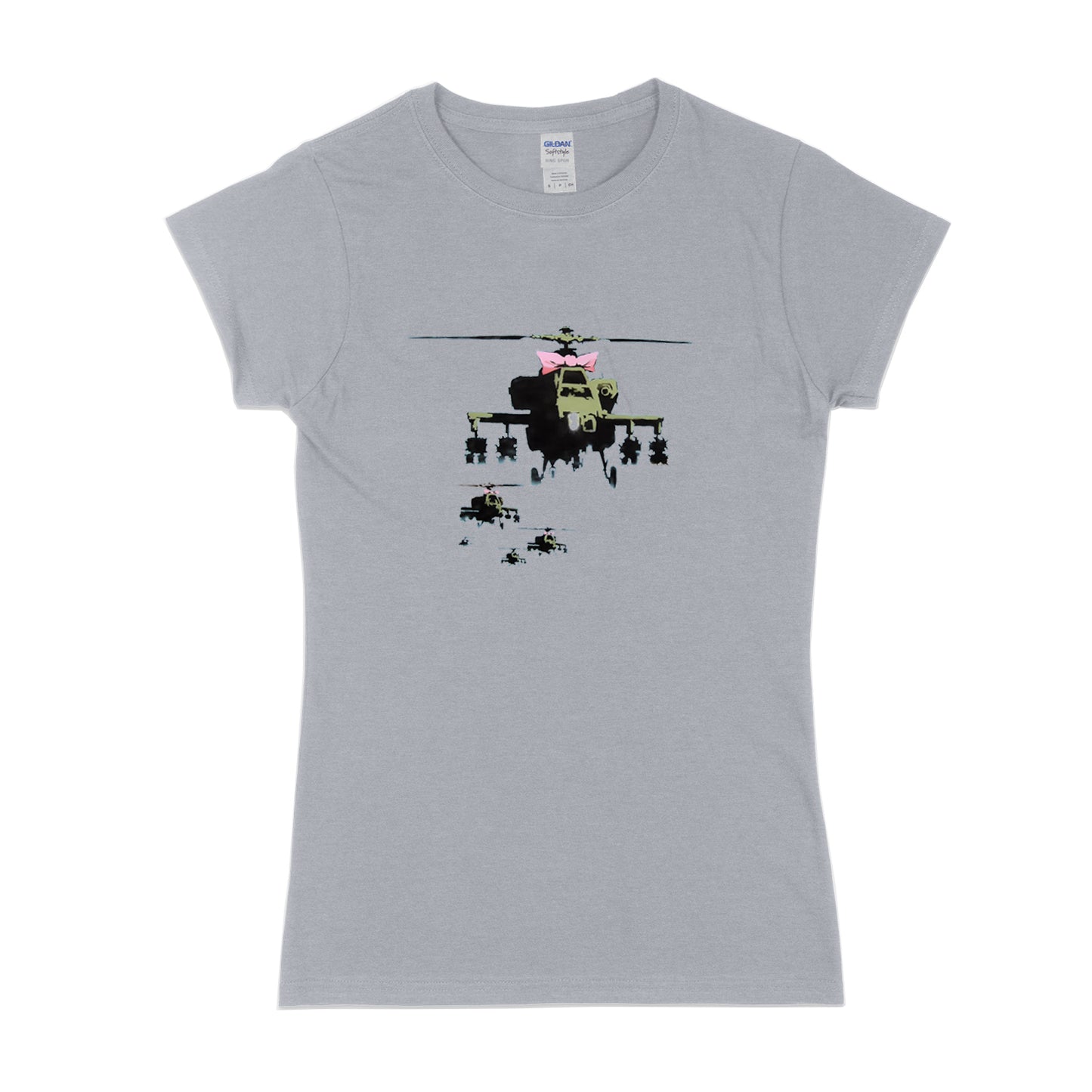 Womens Banksy attack choppers T-shirt