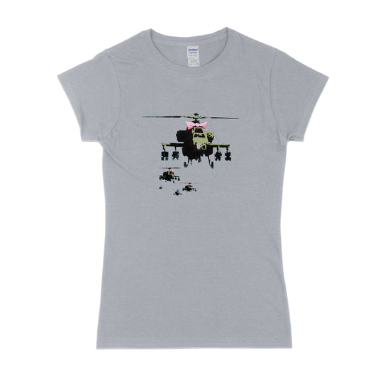 Banksy Attack Choppers T-Shirt für Damen