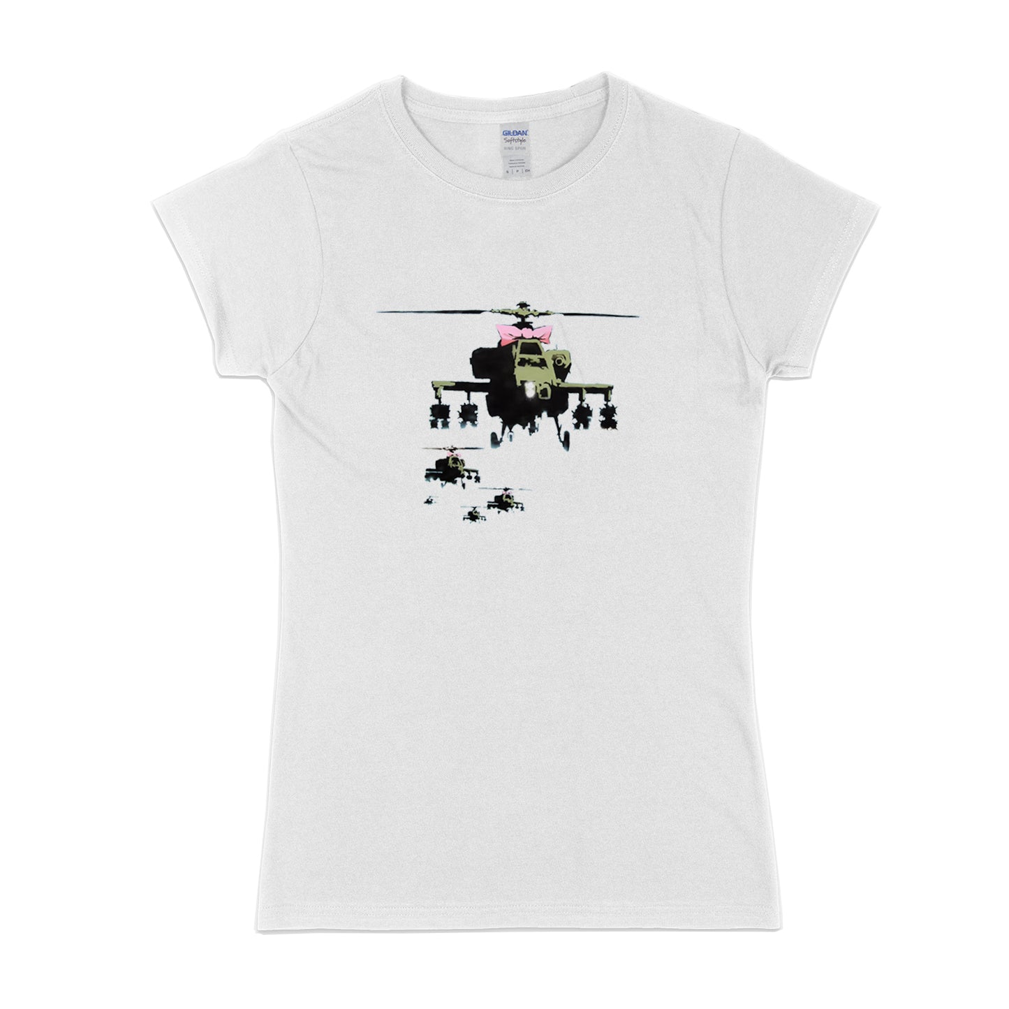 Womens Banksy attack choppers T-shirt