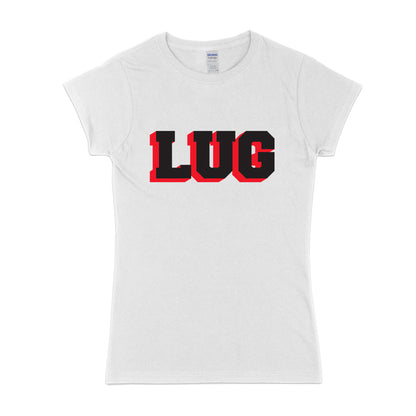 Schwarzes und rotes Kurzarm-T-Shirt von LUG