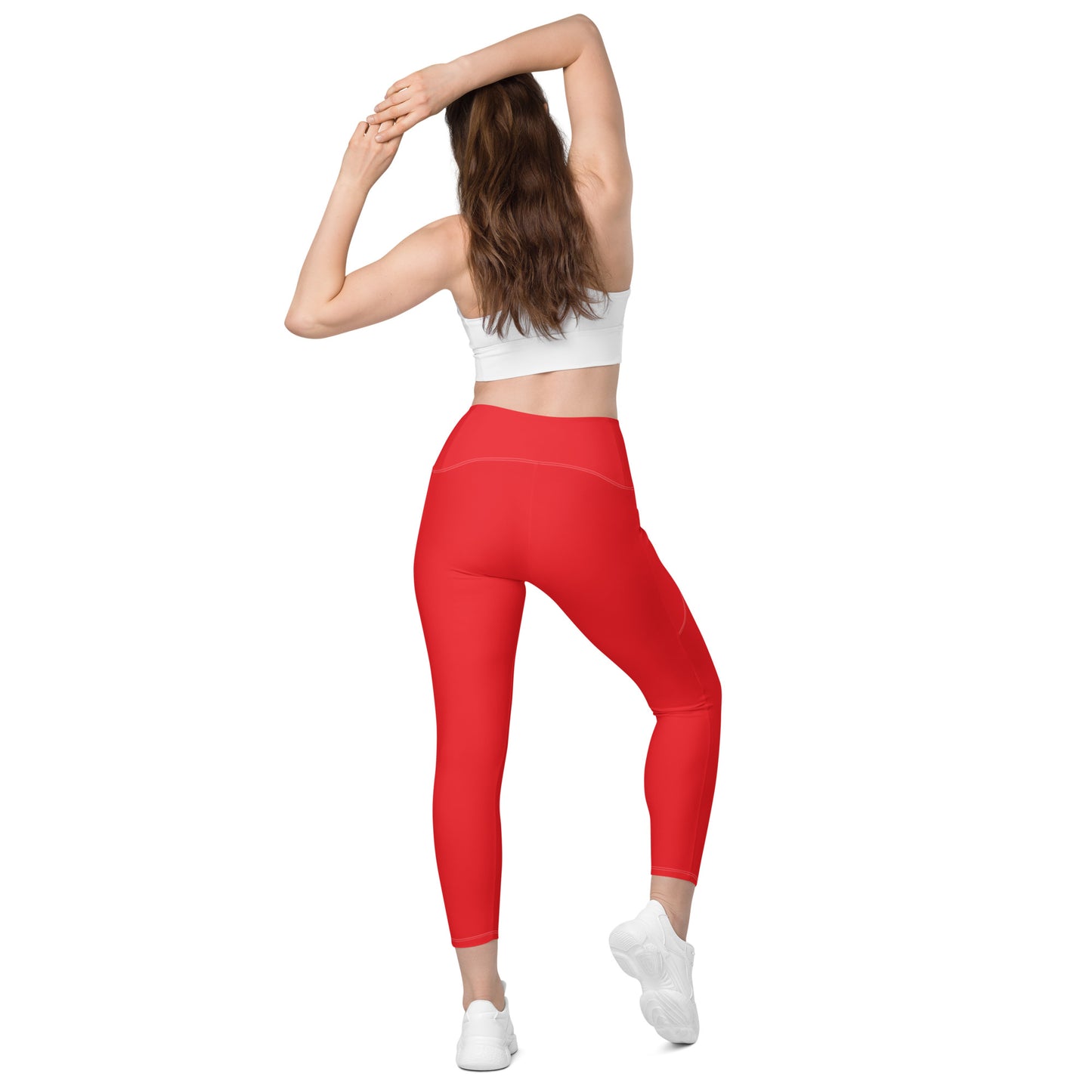 Red and White Leggings with pockets