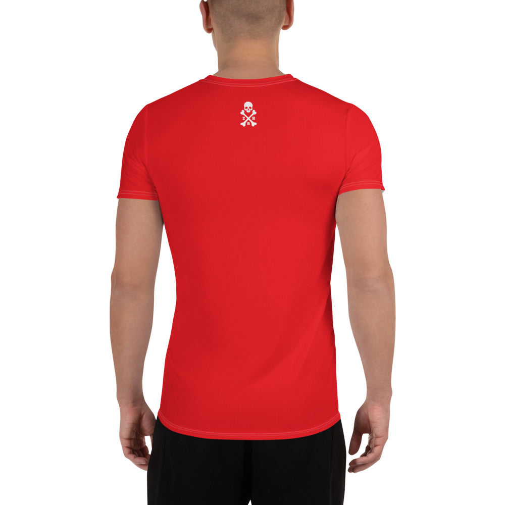 Red and White Men's Running T-shirt