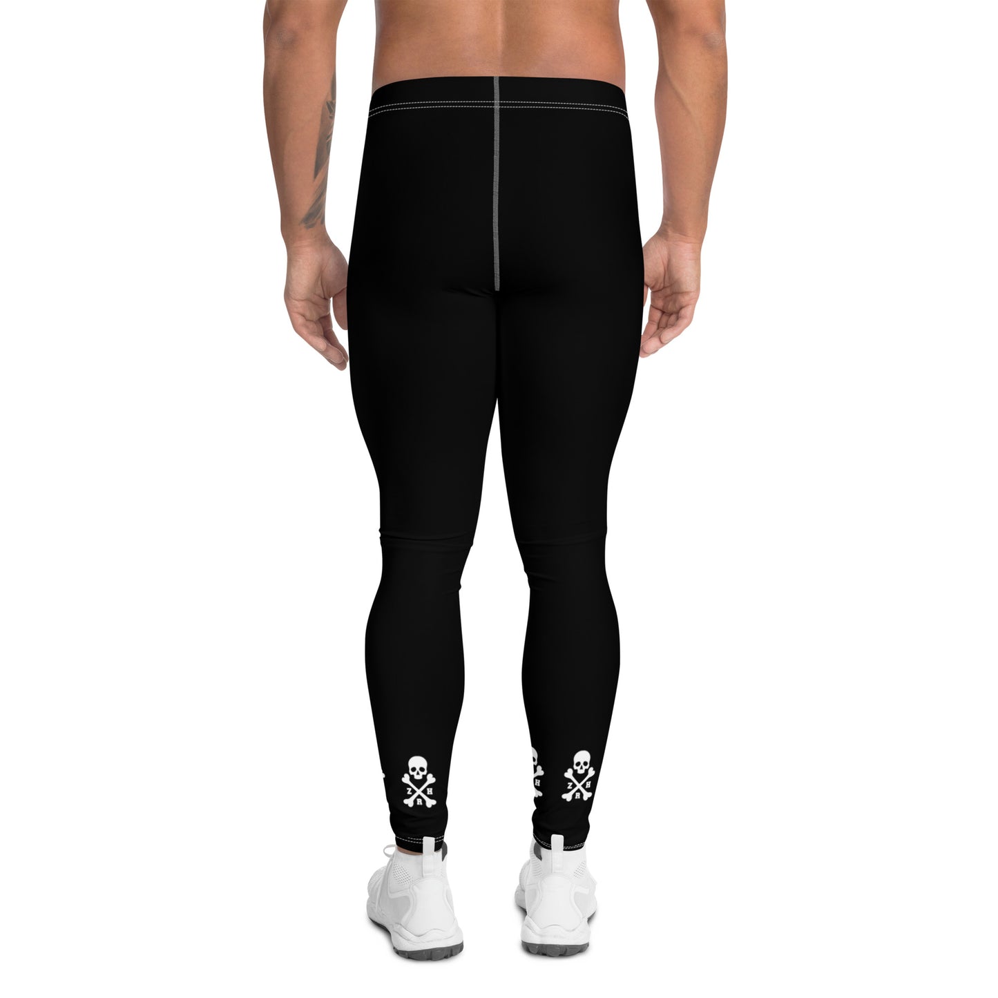 Schwarze Leggings für Herren mit Totenkopf und gekreuzten Knochen