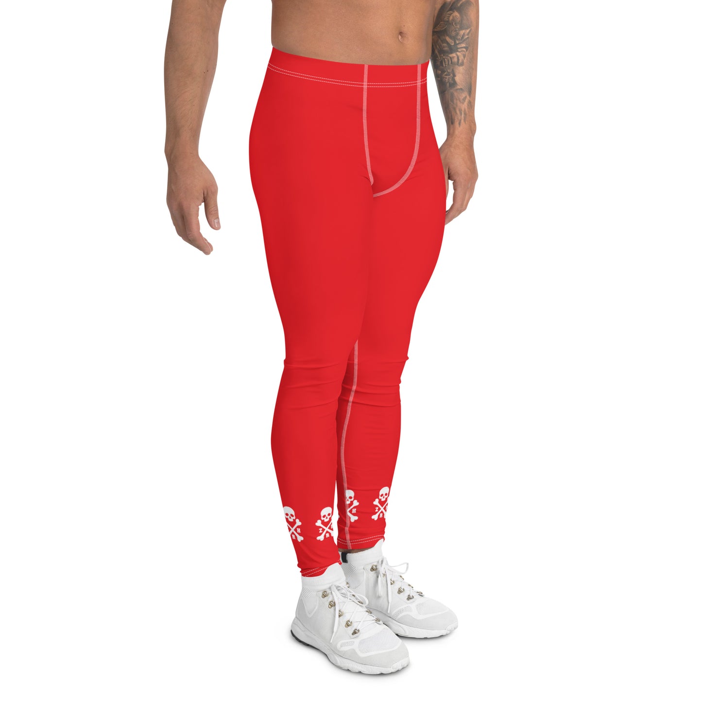 Skull and Crossbones Men's Red Leggings