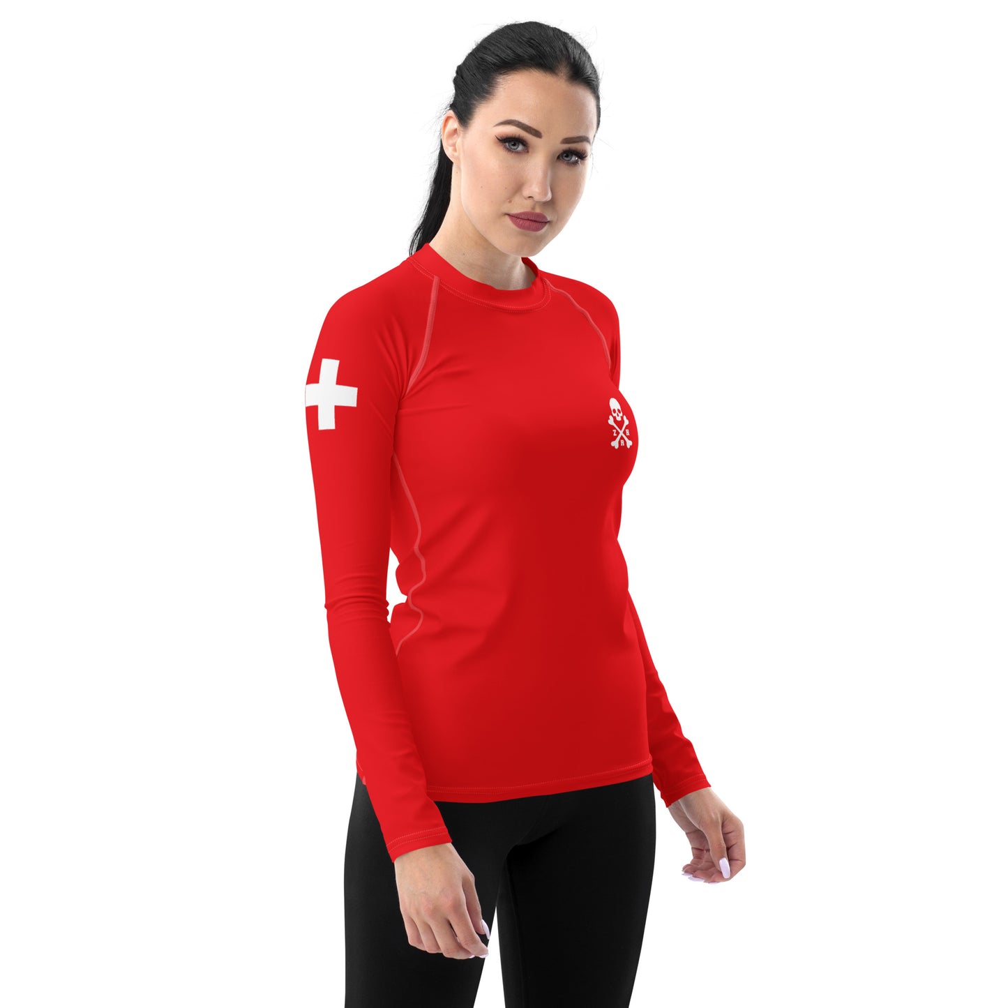 Damen-Rashguard mit Schweizer Flagge