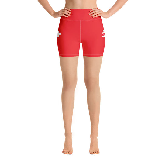 Rote und weiße Yoga-Shorts