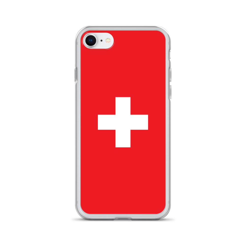 Coque transparente drapeau suisse pour iPhone®