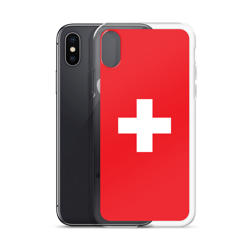 Coque transparente drapeau suisse pour iPhone®