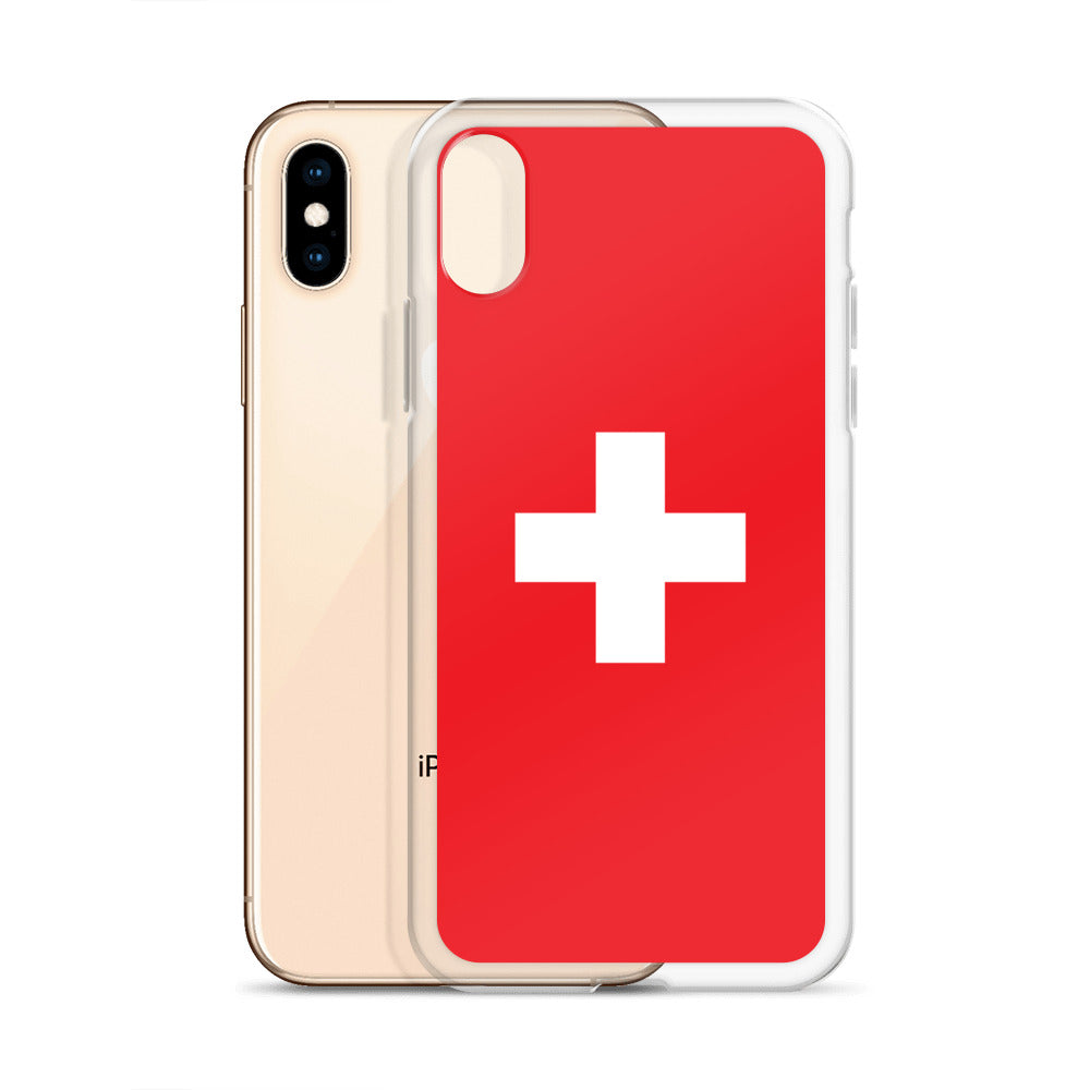 Coque transparente drapeau suisse pour iPhone®