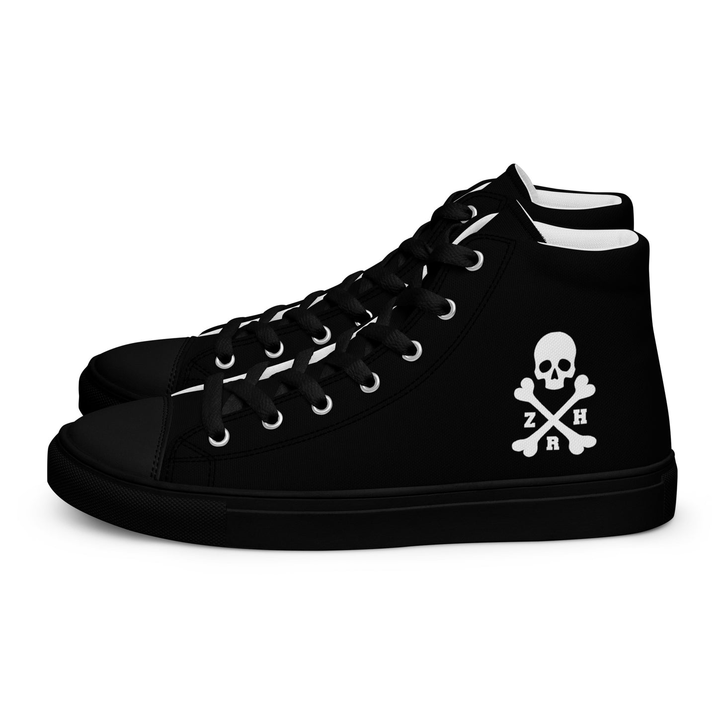 ZRH Herren-High-Top-Leinenschuhe mit Totenkopf und gekreuzten Knochen