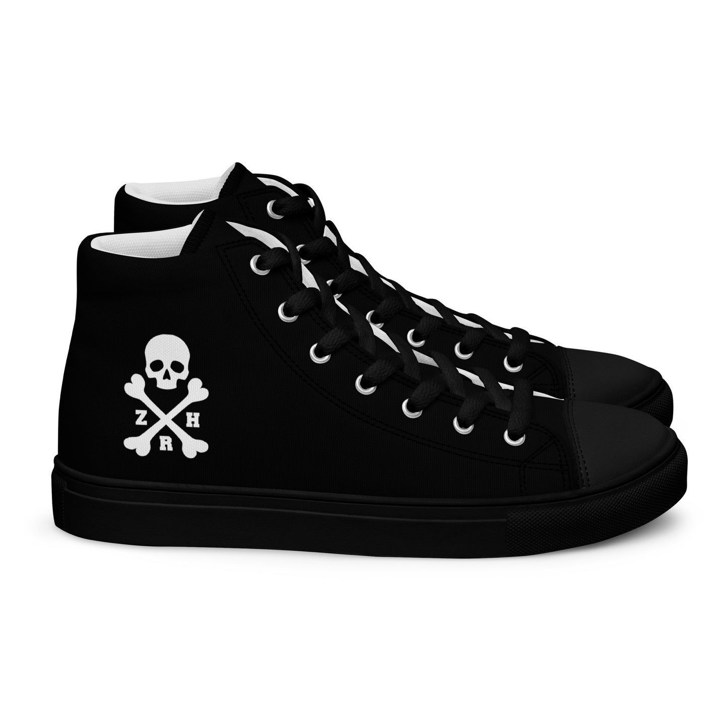 ZRH Herren-High-Top-Leinenschuhe mit Totenkopf und gekreuzten Knochen