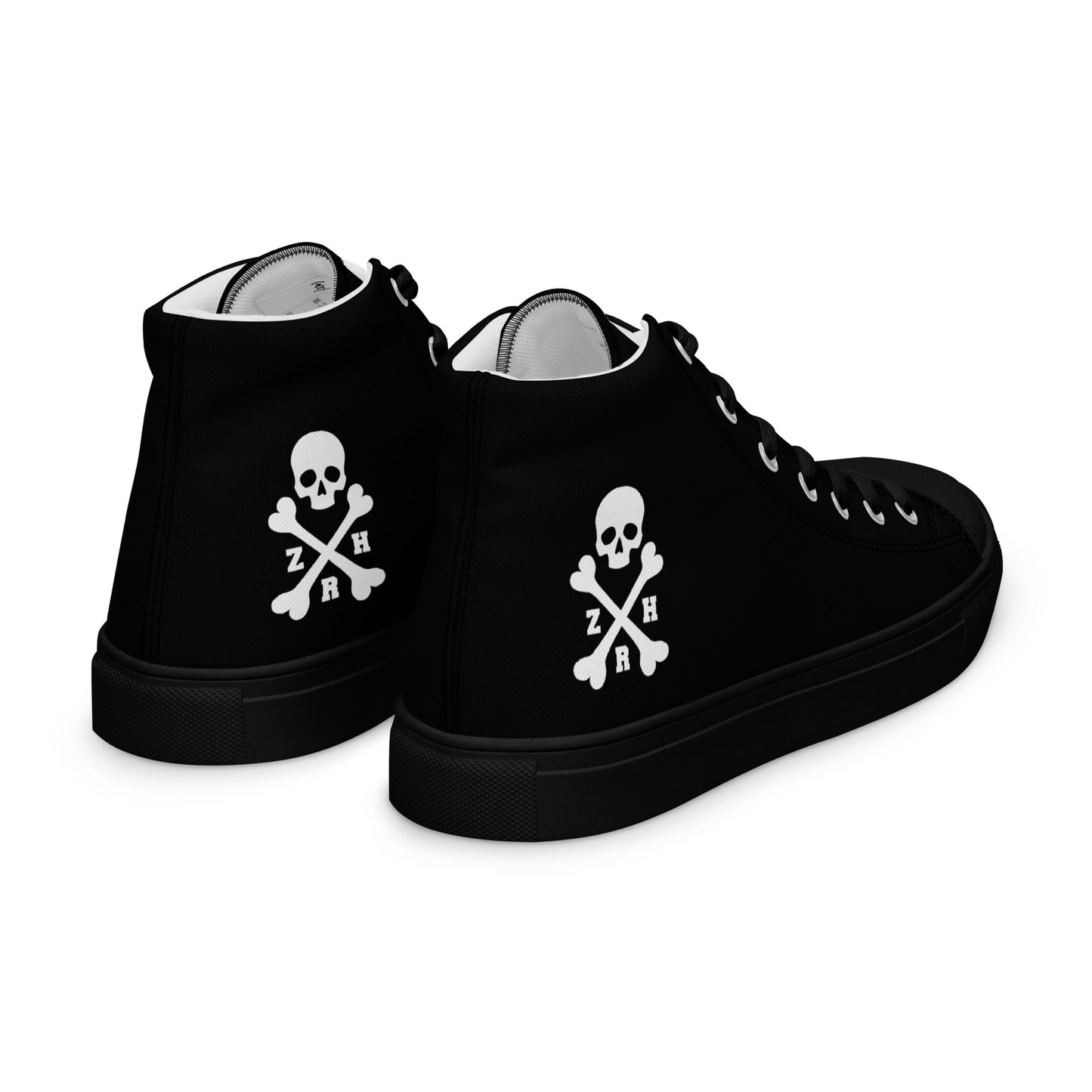 ZRH Herren-High-Top-Leinenschuhe mit Totenkopf und gekreuzten Knochen