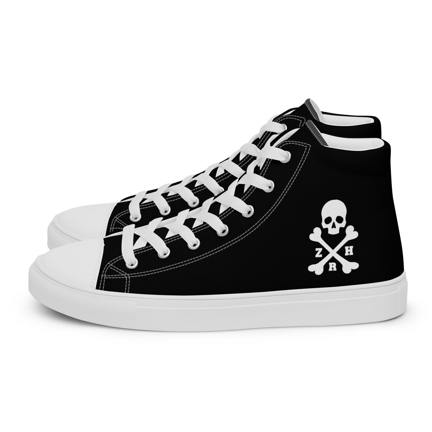 ZRH Herren-High-Top-Leinenschuhe mit Totenkopf und gekreuzten Knochen