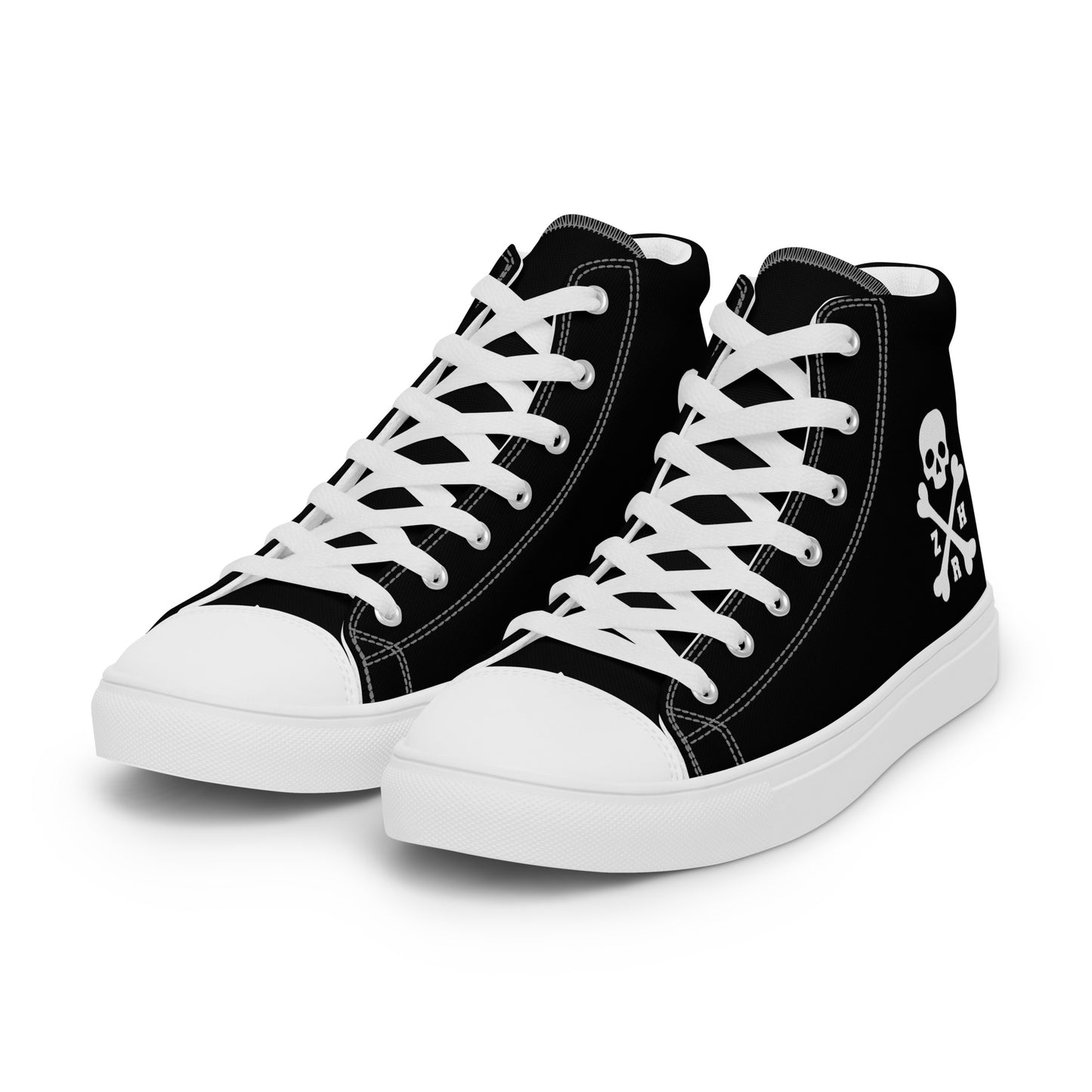 Men’s ZRH skull and crossbones high top canvas shoes