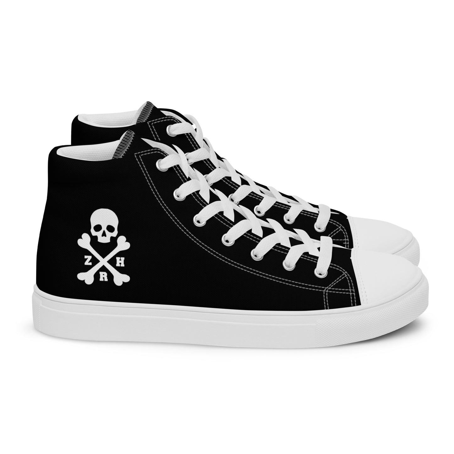 ZRH Herren-High-Top-Leinenschuhe mit Totenkopf und gekreuzten Knochen