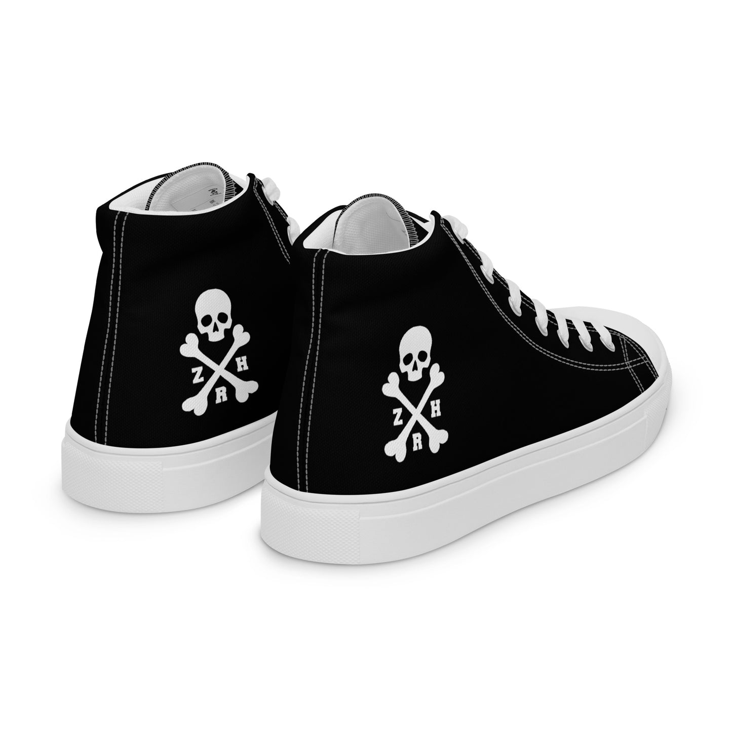 ZRH Herren-High-Top-Leinenschuhe mit Totenkopf und gekreuzten Knochen