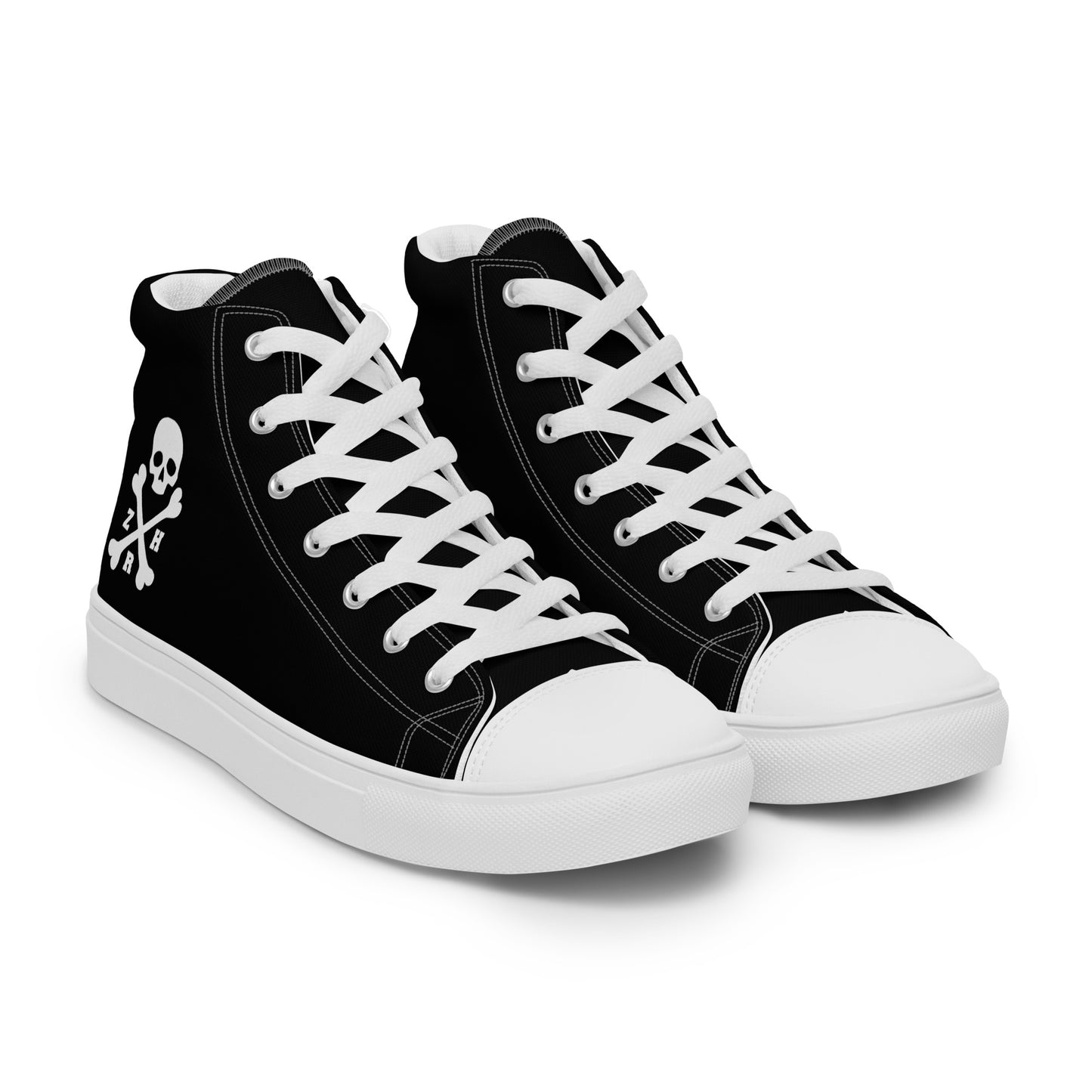 Men’s ZRH skull and crossbones high top canvas shoes