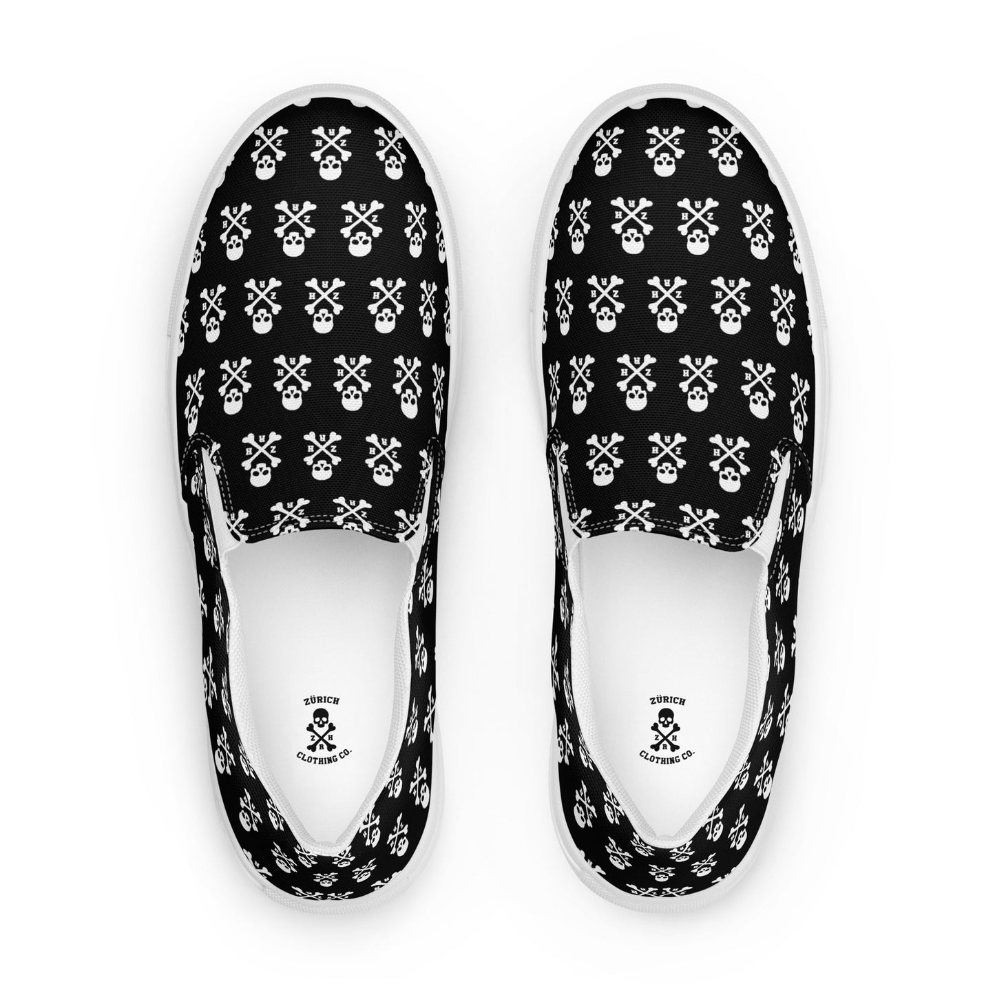 Men’s ZRH skull and crossbones pattern slip-on canvas shoes