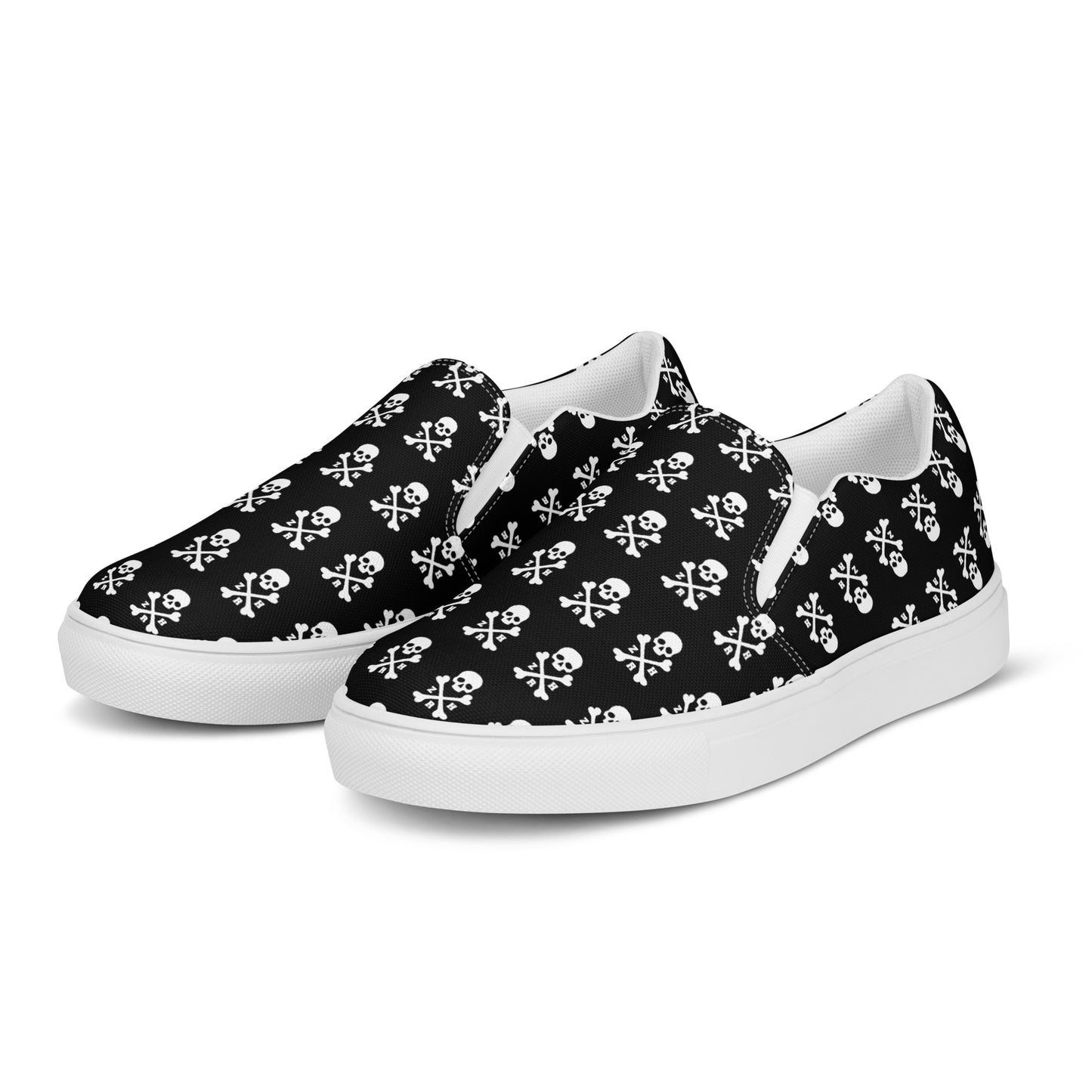 Men’s ZRH skull and crossbones pattern slip-on canvas shoes