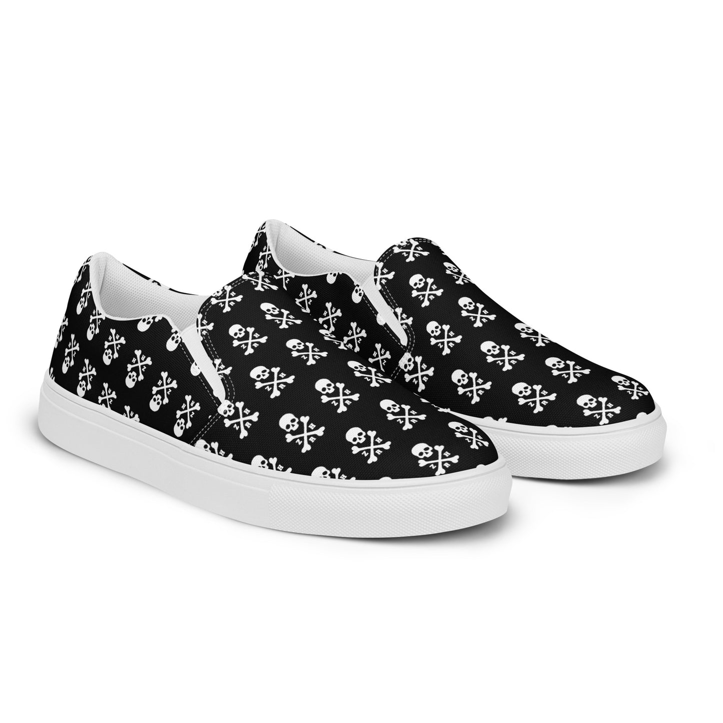 Men’s ZRH skull and crossbones pattern slip-on canvas shoes