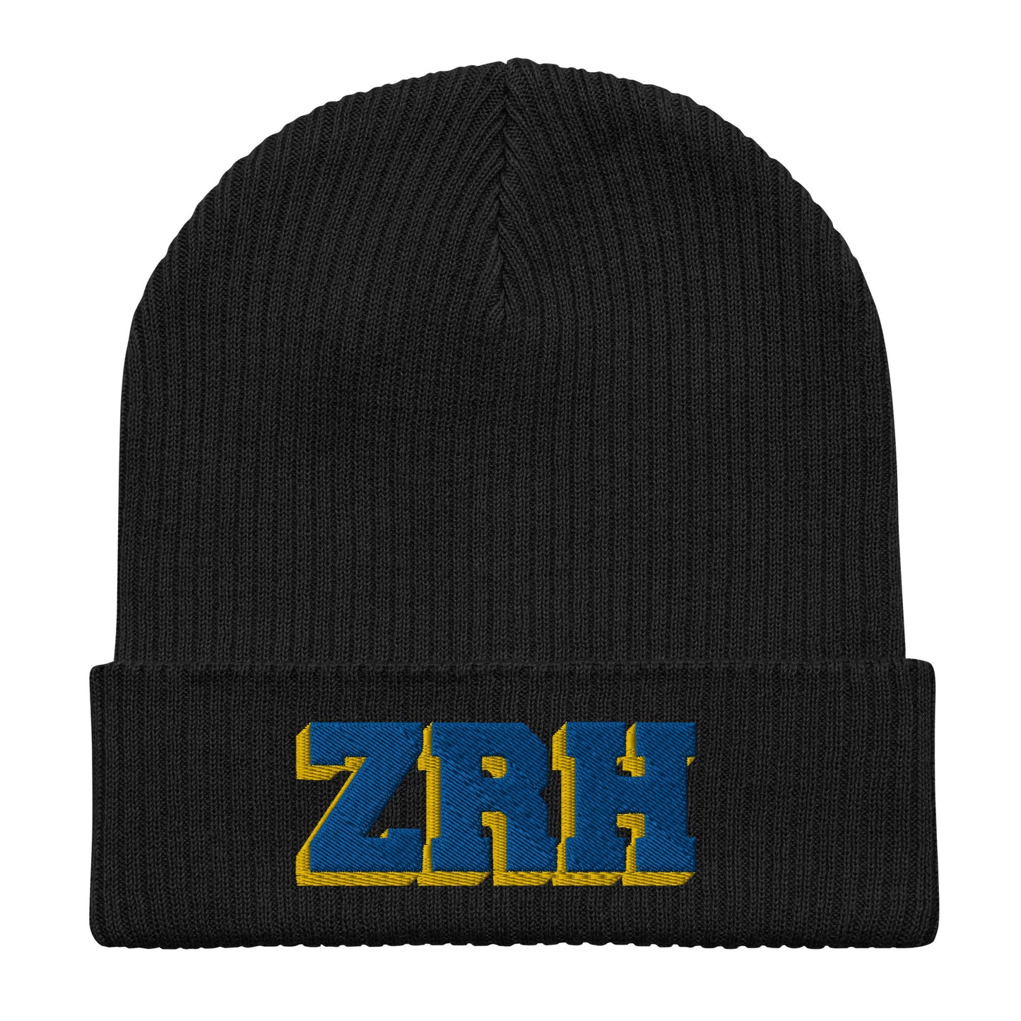 ZRH yellow and gold ribbed beanie